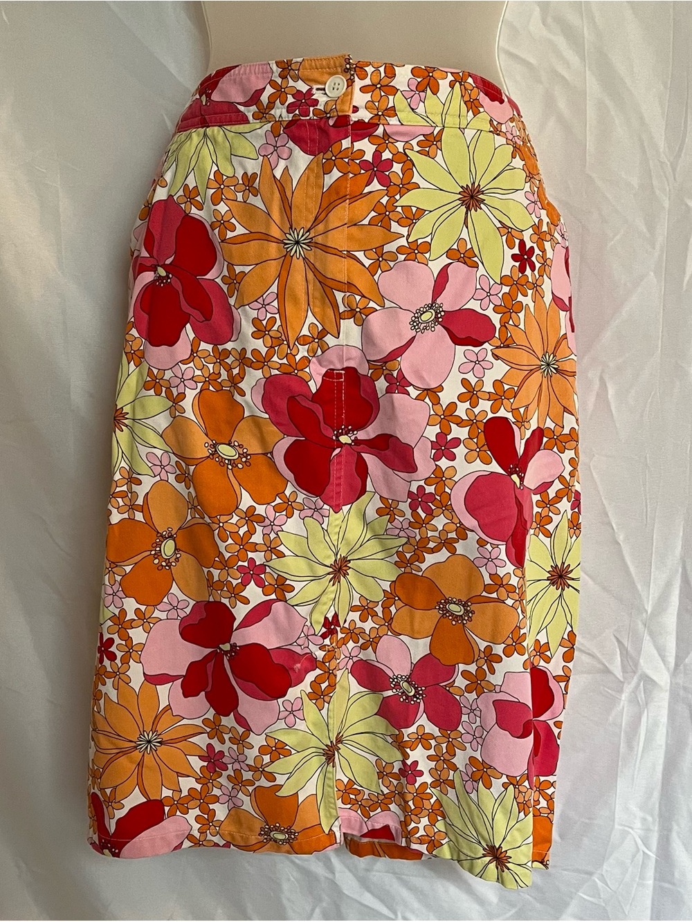 Talbots Groovy 70s Mod Graphic Floral Tencel Cotton Midi Skirt Pockets 20